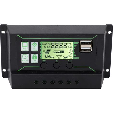 Regolatore di carica solare PWM da 20 A per pannelli solari con doppie porte USB (12 V/24 V) e schermo LCD. (1/5)