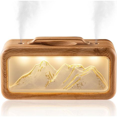 Humidificateur de chambre, humidificateur à brume froide de 600 ml avec veilleuse, fonctionnement silencieux de 23 dB, (aspect bois) (1/5)