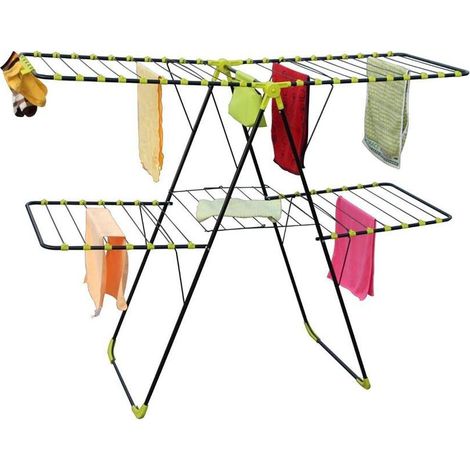 5Five Simply Smart – Etendoir à poser 31M – 4 larges plateaux – Dimensions 160 x 60 x 125 cm – Pochette range-pinces – Pieds anti-glisse (1/4)