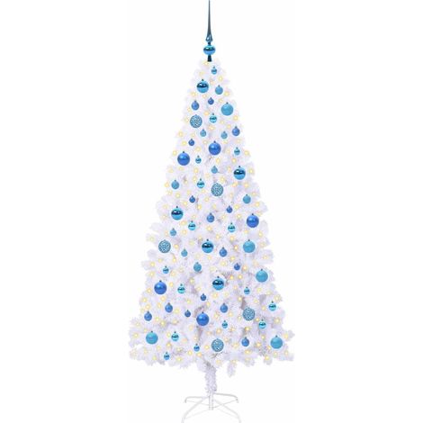 Sapin de Noël artificiel avec 300 LED Blanc 180 cm PVC et Acier (1/5)