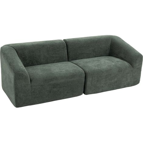 Canapé 3 places chenille 225 cm salon rembourré moderne assise large coussin ressorts vert foncé (1/5)