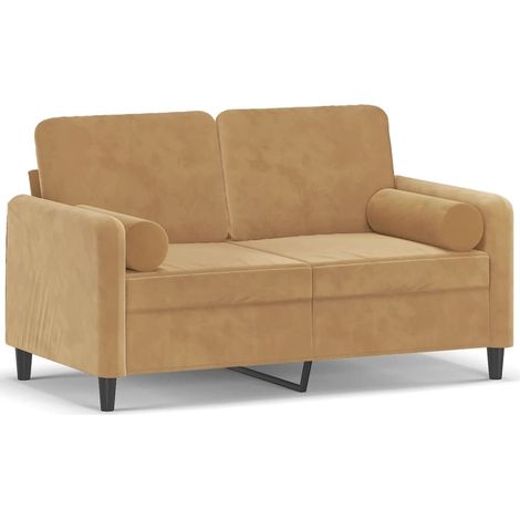 Canapé 2 places,Sofa pour Salon,Banquette avec oreillers décoratifs brun 120 cm velours CFW902710