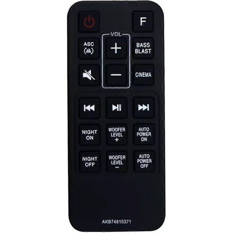 AKB74815371 Télécommande infrarouge de remplacement pour barre de son LG, portée de 1 à 10 m (1/5)