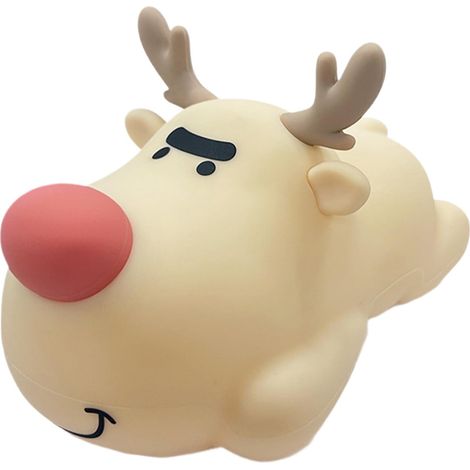 Veilleuse Renne - Veilleuse Nourrisson Dimmable 3 Niveaux - Veilleuse Chambre Bébé en Silicone Souple - Rechargeable USB - Minuterie 30 Min - 1 Pièce (1/5)