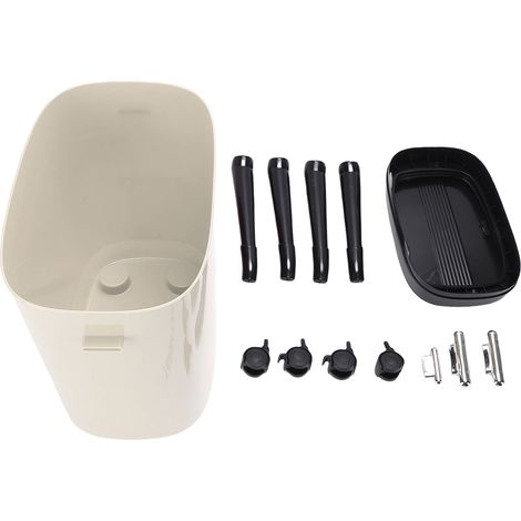 Poubelle haute à roulettes, grande capacité 15 L, étroite, pour cuisine, salle de bain, salon, bureau, blanc crème (1/5)