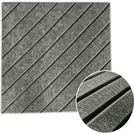 Panneau mural acoustique - Lot de 5 pièces - 60 x 60 cm - Motif à lignes anthracite (1/2)
