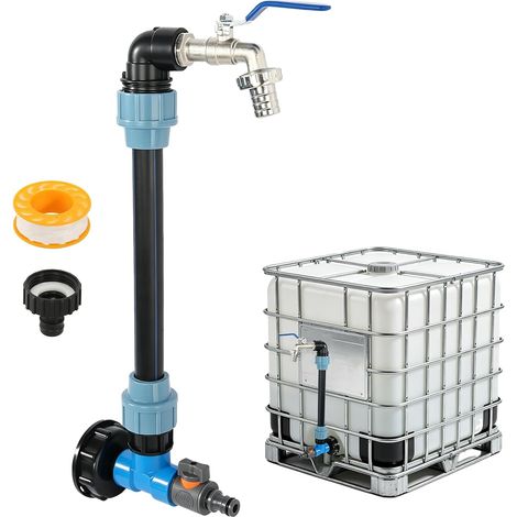 Col de cygne 3/4" Robinet de sortie 2 en 1 S60x6  Avec robinet sphérique à col de cygne, adaptateur de 1,9 cm pour réservoir d'eau de pluie de 1000 l (1/5)