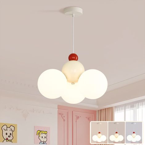 Lustre créatif, suspension LED, plafonnier suspendu, 3 températures de couleur réglables, hauteur réglable, 36 cm x 32 cm, beige (1/5)