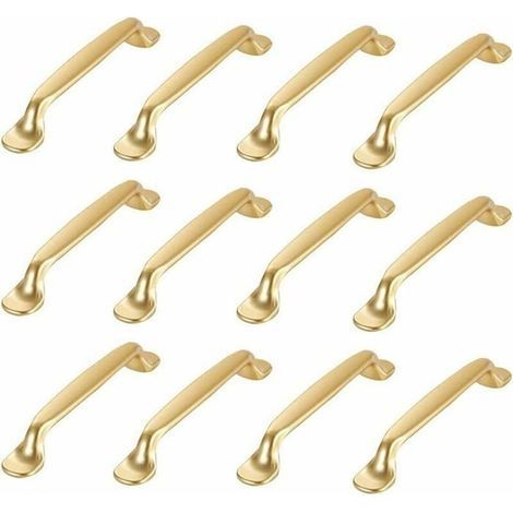 12 goldene Griffe für Möbel, Schränke, Schubladen, Küche, mit Schrauben (1/5)