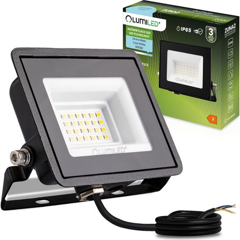 Faro LED ZUNA2 da 20W 1800lm 6500K IP65 Nero LUMILED