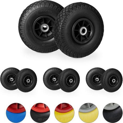 8 x Sackkarrenrad, pannensichere Vollgummireifen, 3.00-4 Zoll, 20 mm Achse, bis 80 kg, Ersatzrad 260 x 85 mm, schwarz