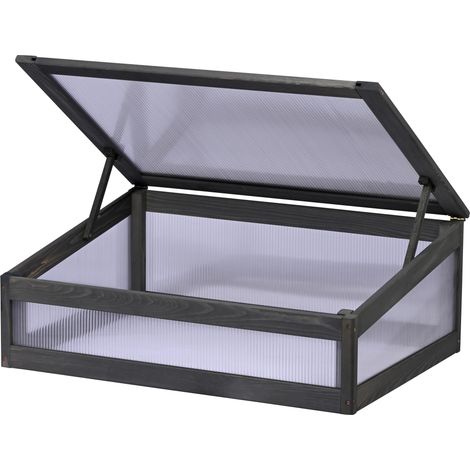 Serre Froide en Bois pour Plate-Bande surélevée Kubus 2.0 - Bac à semis pour Jardin - 76 x 56 x 20 cm - Anthracite (1/4)