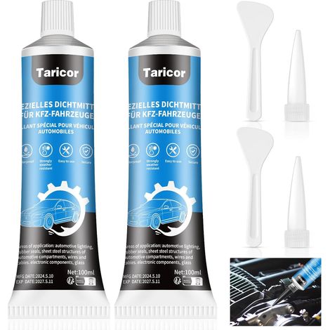 Pate a Joint Carter, 100ml x 2 Tubes Colle a Pare Brise Voiture, Colle Carrosserie Voiture Noir, Silicone Haute Temperature Adapté au Scellement des Carrosseries et Autres pièces Automobiles (1/5)