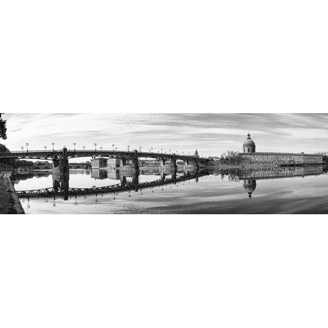 Tableau sur toile pont saint-Pierre Toulouse 30x97 cm - Impression sur Toile Murale Décorative - Image imprimée en HD sur Toile - Toile sur Châssis en Bois FSC - Fabriqué en France (1/4)