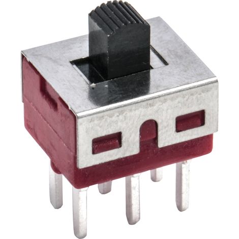 Commutateur à glissière, Bipolaire à deux directions (2RT), On-Off-On, 5A / 28Vdc, montage Circuit imprimé ( Prix pour 1 ) (1/2)