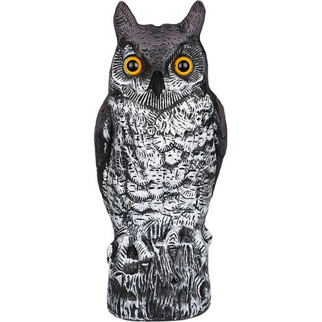Toivize-Statue Hibou Réaliste - Effaroucheur Oiseaux - Jardin Potager - Déco Extérieur PE 40cm - Anti-Nuisibles Efficace (1/5)