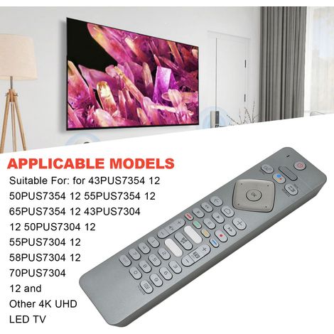 Télécommande vocale compatible TV Philips 4K UHD - Modèles 43PUS7354/7304, 50PUS7354/7304, 55PUS7354, 65PUS7354 (1/5)