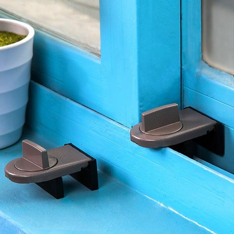 Loquet de sécurité gris, adapté aux portes et fenêtres coulissantes, réglable. (1/3)
