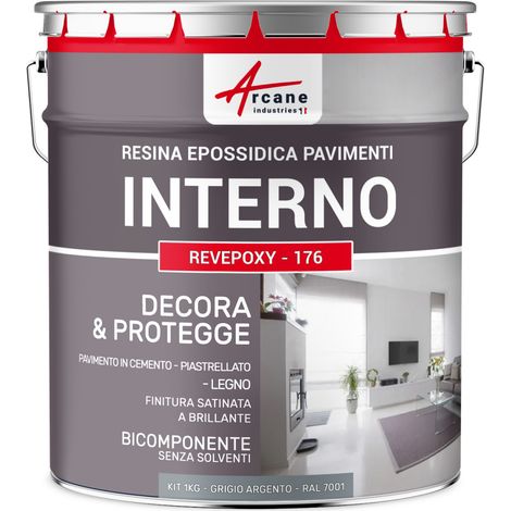 Resina Epossidica per pavimenti di cucina e bagno decorativa - REVEPOXY - 176 - 1 kg (fino a 5 m² in 2 strati) Grigio Argento - RAL 7001 - ARCANE INDUSTRIES (1/2)