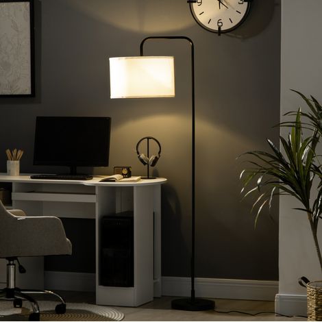 Lampada da terra da salotto in metallo nero con paralume in tessuto, 64 x 38 x 163,5 cm OKMYHOME (1/5)