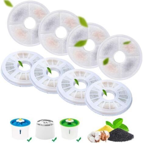 Set di 8 filtri per fontanella per gatti, filtro di ricambio a quadrupla filtrazione per fontanella.