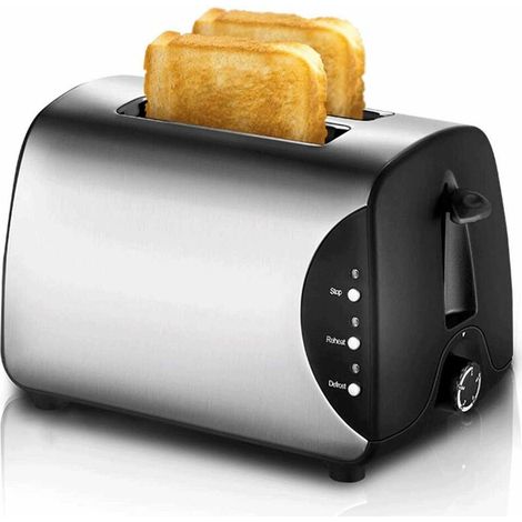 Machine à pain- Grille- pain 2 tranches, Petit grille- pain rétro avec bagel, Annuler, Fonction décongélation, Grille- pain compact en acier inoxydable à fente très large (1/5)