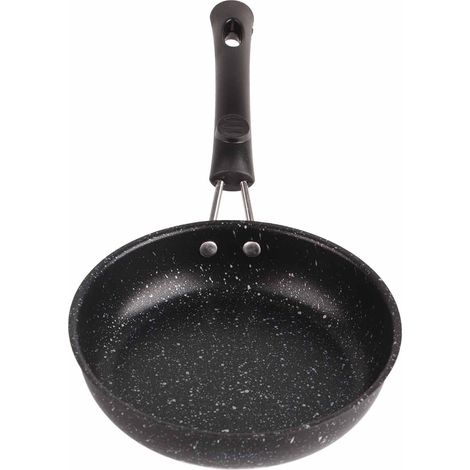 Poêle à frire en acier inoxydable, manche ergonomique, conduction rapide et uniforme, antiadhésive, idéale pour lard, steak, oignon, 16 cm (1/5)