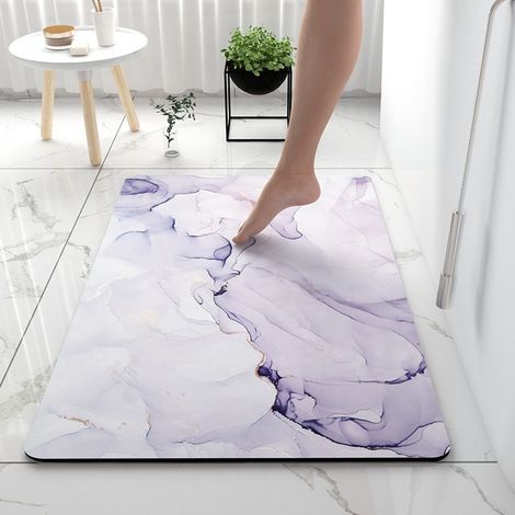 Tapis absorbant -boue de diatomées motif marbré- antidérapant pour salle de bain-60×90cm