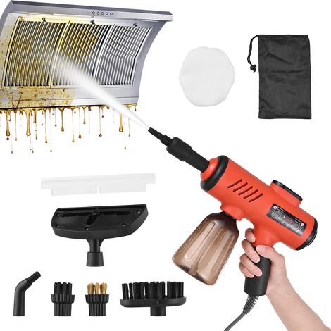 Limpiador a vapor portátil de mano, modelo con depósito de 600 ml, 3 temperaturas ajustables (100 ℃/120 ℃/248 ℉), 3 cepillos, cable de 1,6 metros de longitud, para cocina, baño y coche.
