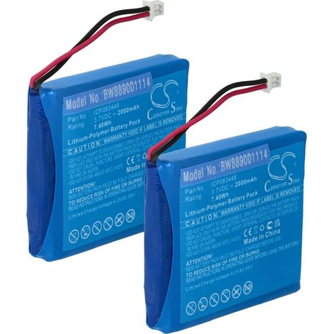 vhbw 2x Akku Ersatz für Albrecht ICP083448, JHHY903448A für Funkgerät, Walkie Talkie (2000 mAh, 3,7 V, Li-Polymer) (1/4)