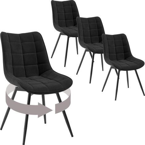 WOLTU 4x Sedie da pranzo, sedie per soggiorno, salotto, ufficio o terrazza, schienale ergonomico, seduta vellutoe gambe in metallo, Nero (1/5)