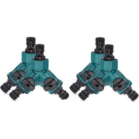 Lot de 4 raccords de tuyau, vanne 2 voies, raccord rapide, vanne de régulation d'eau, vanne d'arrêt 2 voies, répartiteur, robinet (1/4)