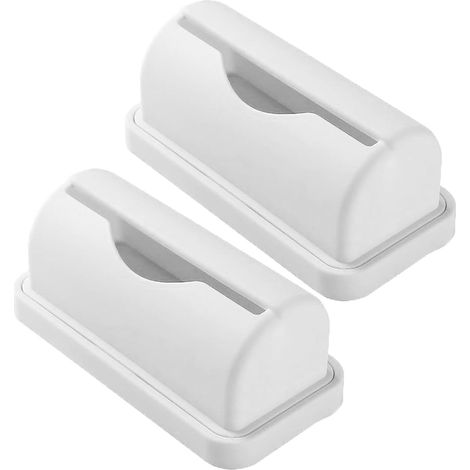 Distributeur de Sacs poubelles 2 pièces, Support adhésif en Plastique réutilisable pour Fond de Poubelle d'armoire murale (1/4)