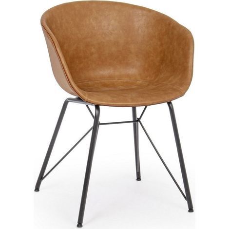 Sedia Ecopelle Marrone Industriale da Interno - DELPHINE - Colore: Marrone (1/5)