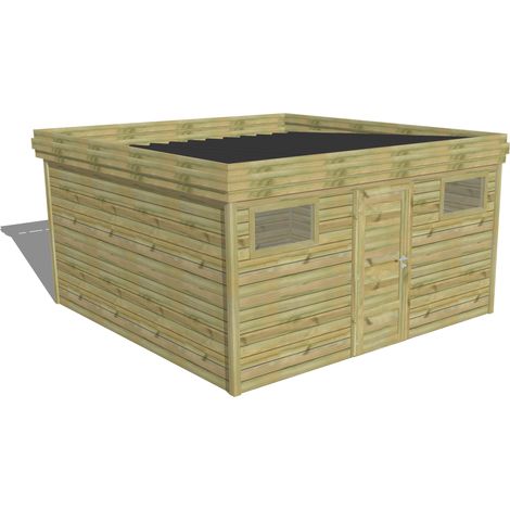 ABRI DE JARDIN bois Pin autoclave 27mm - 4,34x4,34m / 18,8m2 - Bac acier - Abri Français (1/5)