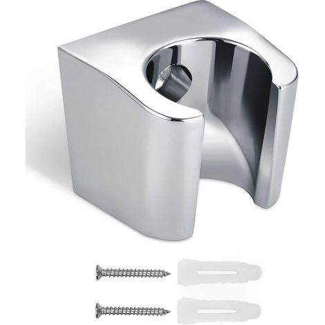 Support douche mural, support douchette en alliage de zinc argent Support mural compact avec vis incluses, adapté aux douchettes et conçu pour optimiser l'espace dans votre salle de bain (1/5)