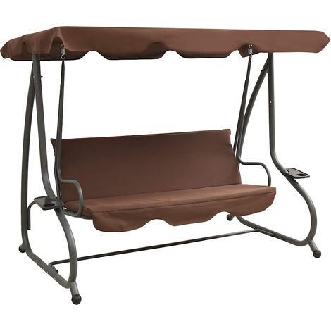 Balancelle de jardin Mobilier de jardin - avec auvent Couleur café BV547812 - BonneVie (1/5)