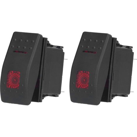 Interrupteur de modification de voiture en forme de bateau à LED, interrupteur de phares de yacht et de camping-car, interrupteur à bascule, ON-OFF 12-24V, modèle à lumière rouge, vendu par paires. (1/5)