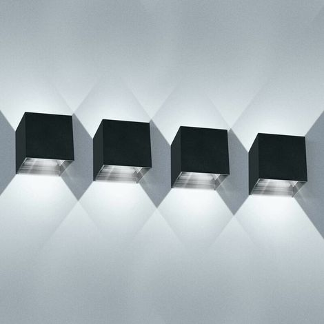 4er-Pack 12 W LED-Wandleuchten für den Innenbereich, wasserdicht, IP65, moderne Wandleuchten mit Winkelstrahl, Kaltweiß 6000 K, für Wohnzimmer, Schlafzimmer (schwarz)