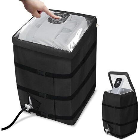 BUNTHAUS Housse de protection pour pompe de chauffage de spa, avec ouverture zippée et fenêtre transparente en PVC, imperméable et résistante aux UV, abri pour pompe de piscine, 40 x 37 x 54 cm (noir)