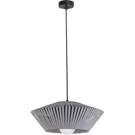Suspension REVAN E27 1x MAX 6W métal noir, sangle textile gris H: 120cm Ø40cm dimmable (1/5)