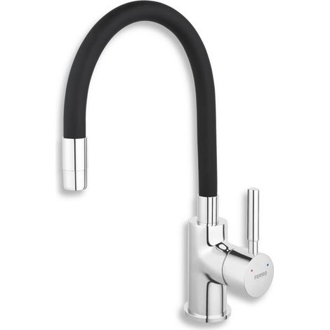 Mélangeur évier Novaservis avec poignée silicone noir/chrome 70710.0C (1/5)