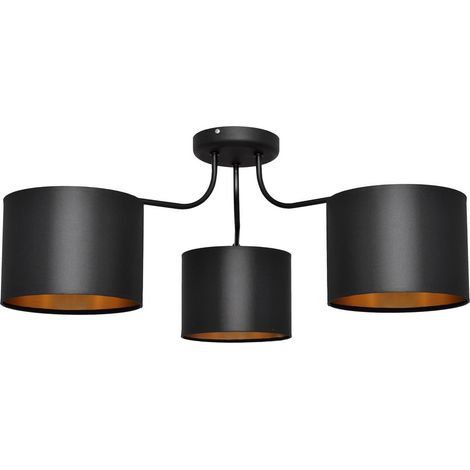 Helam ALBA Plafonnier semi-encastré à plusieurs bras noir, or 65cm