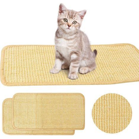 Lot de 2 tapis griffoir pour chat, 50 x 25 cm, tapis griffoir pour chats en sisal naturel, tapis griffoir chat antidérapant pour protéger tapis et canapés, tapis anti-rayures pour chats (1/5)