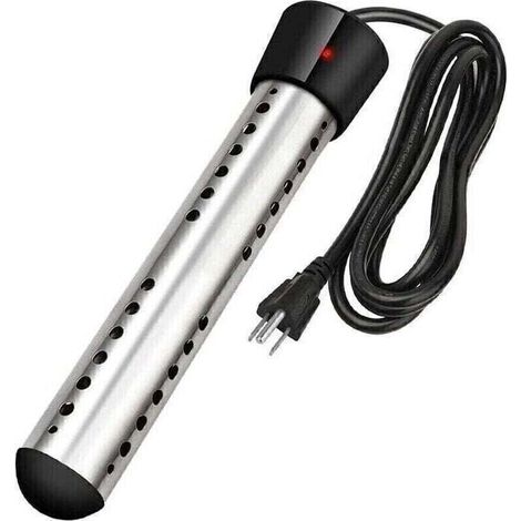 Un chauffe-eau de plongée rapide noir 1500W avec couvercle de protection en acier inoxydable indicateur de température, adapté pour baignoire à eau chaude, piscine gonflable, baignoire, seau en bois,  (1/4)