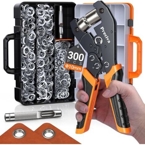 1 kit oeillet, pince à cliquet, mécanisme sécurité, oeillets 10mm, bâches toile pvc