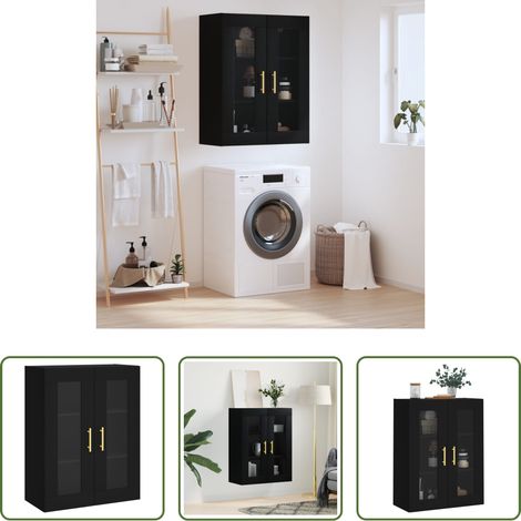 Holzschrank -  Wandschrank Schwarz 69,5x34x90 cm (1/5)