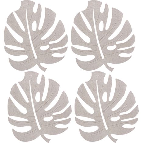 Lot de 4 dessous de plat en silicone, supports de casseroles résistants à la chaleur pour le plan de travail, dessous de plat antidérapants, set de table à motif de feuilles (vert, 2)