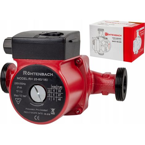 Pompe de circulation d'eau 25-60/180 – Circulateur 3 vitesses – Raccord 1-1/2" – Entraxe 180 mm – Température fluide +2°C à +110°C