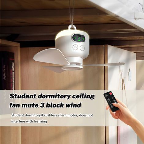 1 Ventilateur de plafond, rechargeable USB, batterie 8000mAh, télécommande, LED, camping (1/4)